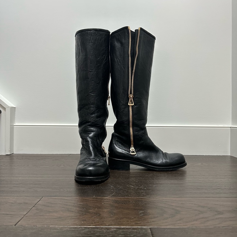 Jimmy Choo Leather Moto Boots Size 38